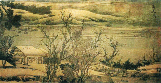Pittura cinese - "Ruscello in un paesaggio nevoso" di Gao Keming