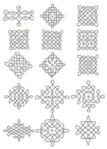 Alcuni esempi di Kolam labirinto - Kolam