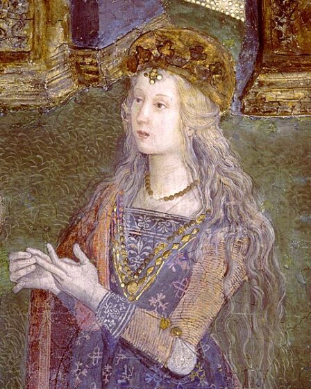 Lucrezia Borgia, Pinturicchio, immagine di pubblico dominio via Wikimedia Commons.