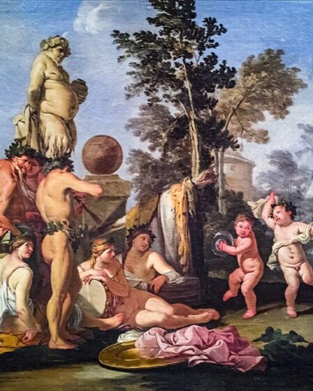 Dioniso: "Festa di Bacco", Giulio Carpioni, Ca' Rezzonico. Immagine di pubblico dominio.