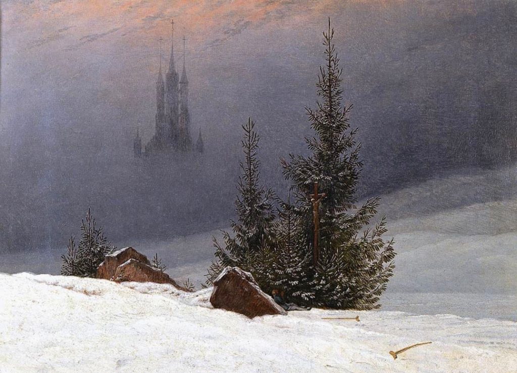 ALT="Winter Landescape with church Friedrich"