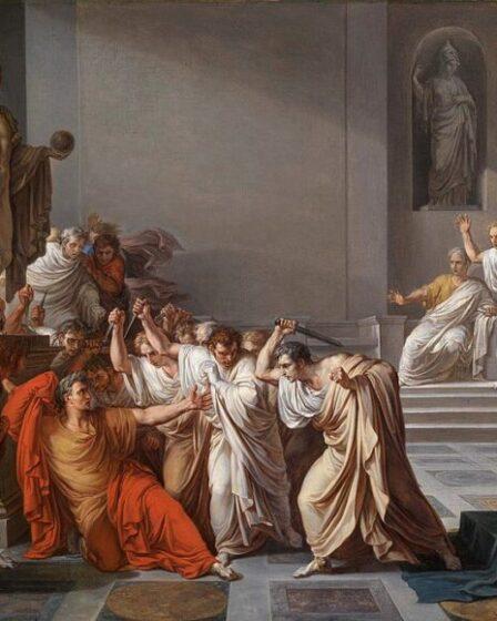 Idi di marxo: "La morte di Cesare", Vincenzo Camuccini, 1804-1805. Immagine di pubblico dominio.