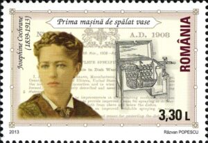 Storia degli elettrodomestici. Francobollo dedicato a Josephine Cochrane.