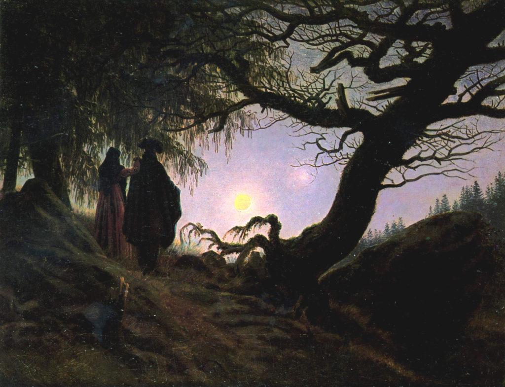 Un uomo e una donna davanti alla luna. C.D. Friedrich