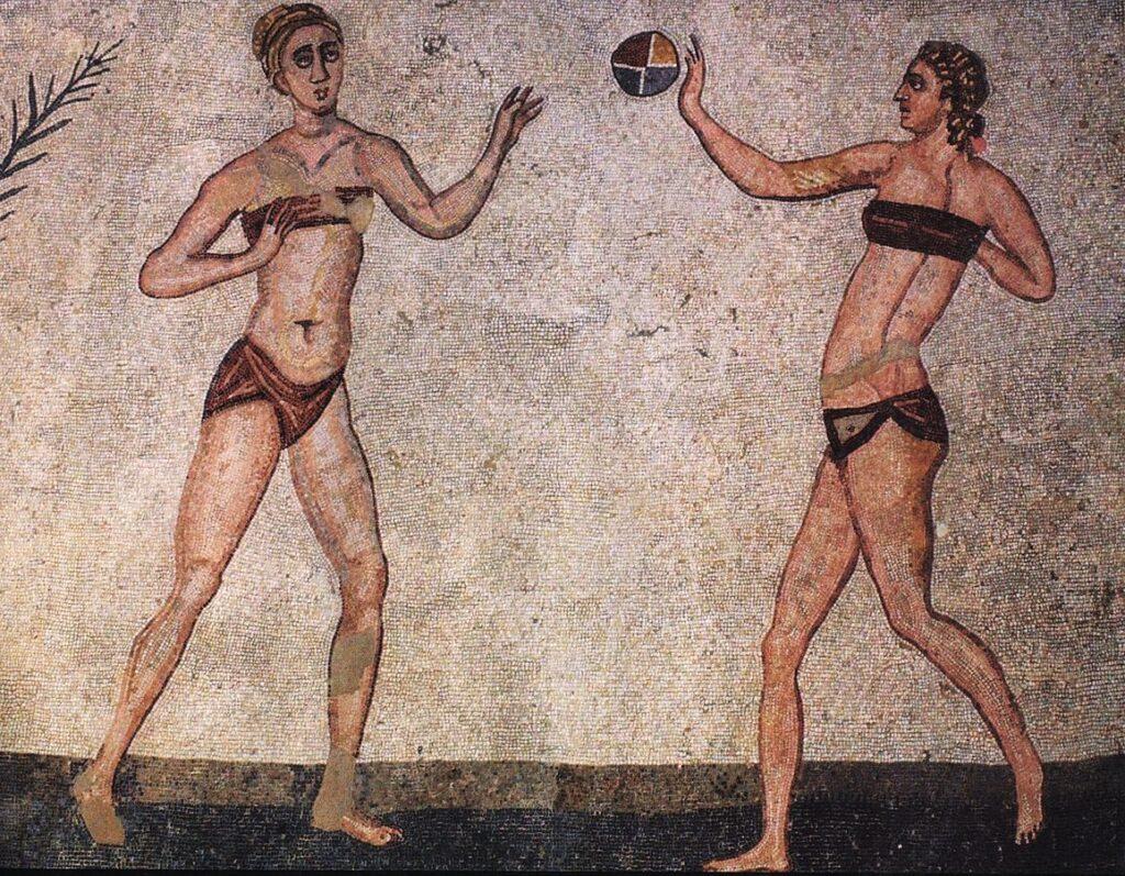 Storia delle vacanze. Mosaico di Villa del CAsale, immagine di pubblico dominio via Wikimedia Commons.