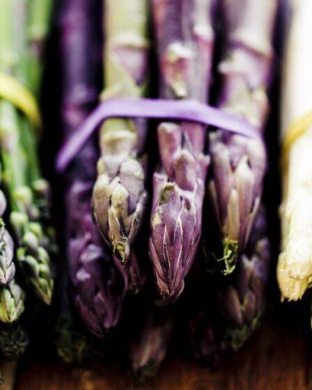 Asparagai in cucina verdi, viola e bianchi