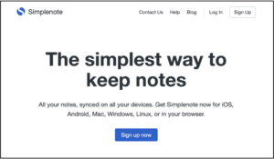 Applicazioni per scrivere note: Simplenote
