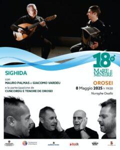 Mauro Palmas e Giacomo Vardeu in concerto a Orosei, l'8 maggio 2025.