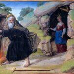 Sant'Antoni 'e su fogu, Antonio abate rappresentato nell'atto di rubare il fuoco al demonio.