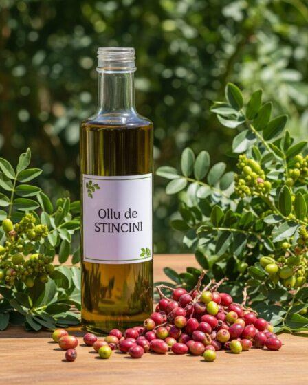 Olio di lentisco, in sardo "ollu de stincini".